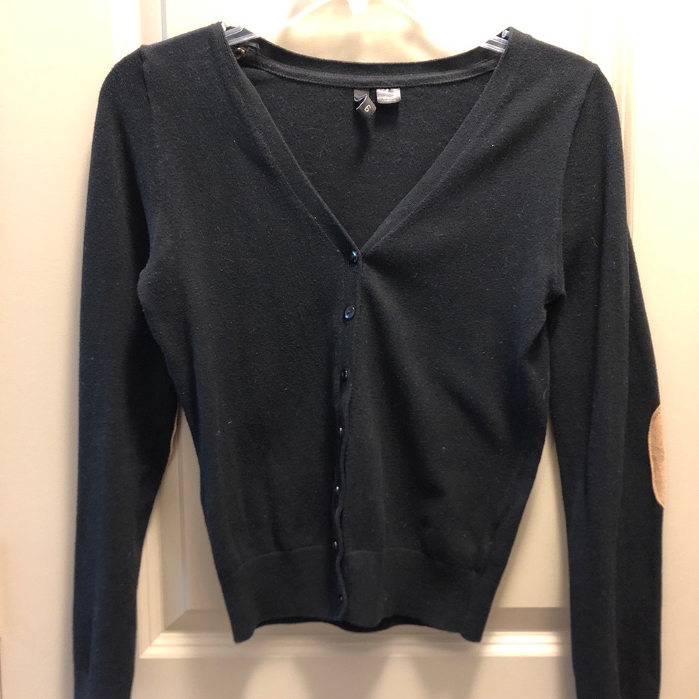 H&M Black Cardigan - Patch Elbows